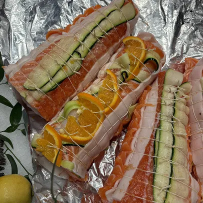 Rôti ficelé de Saumon - Traiteur Poissonnerie Moser - Saveurs de l Océan à Sceaux (92)