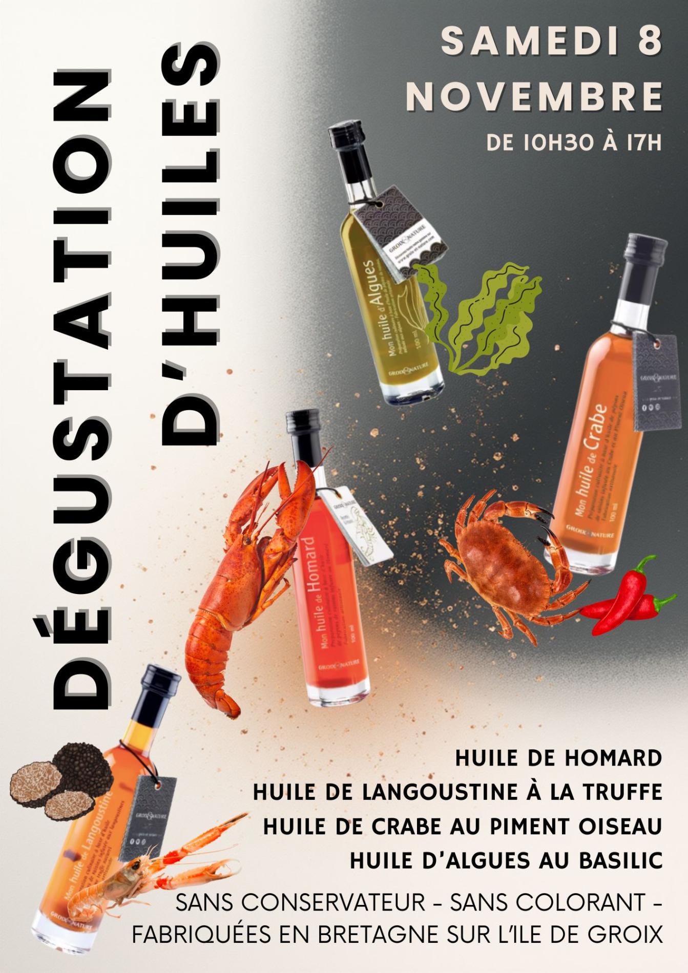 D&eacute;gustation d'huiles de crustac&eacute;s