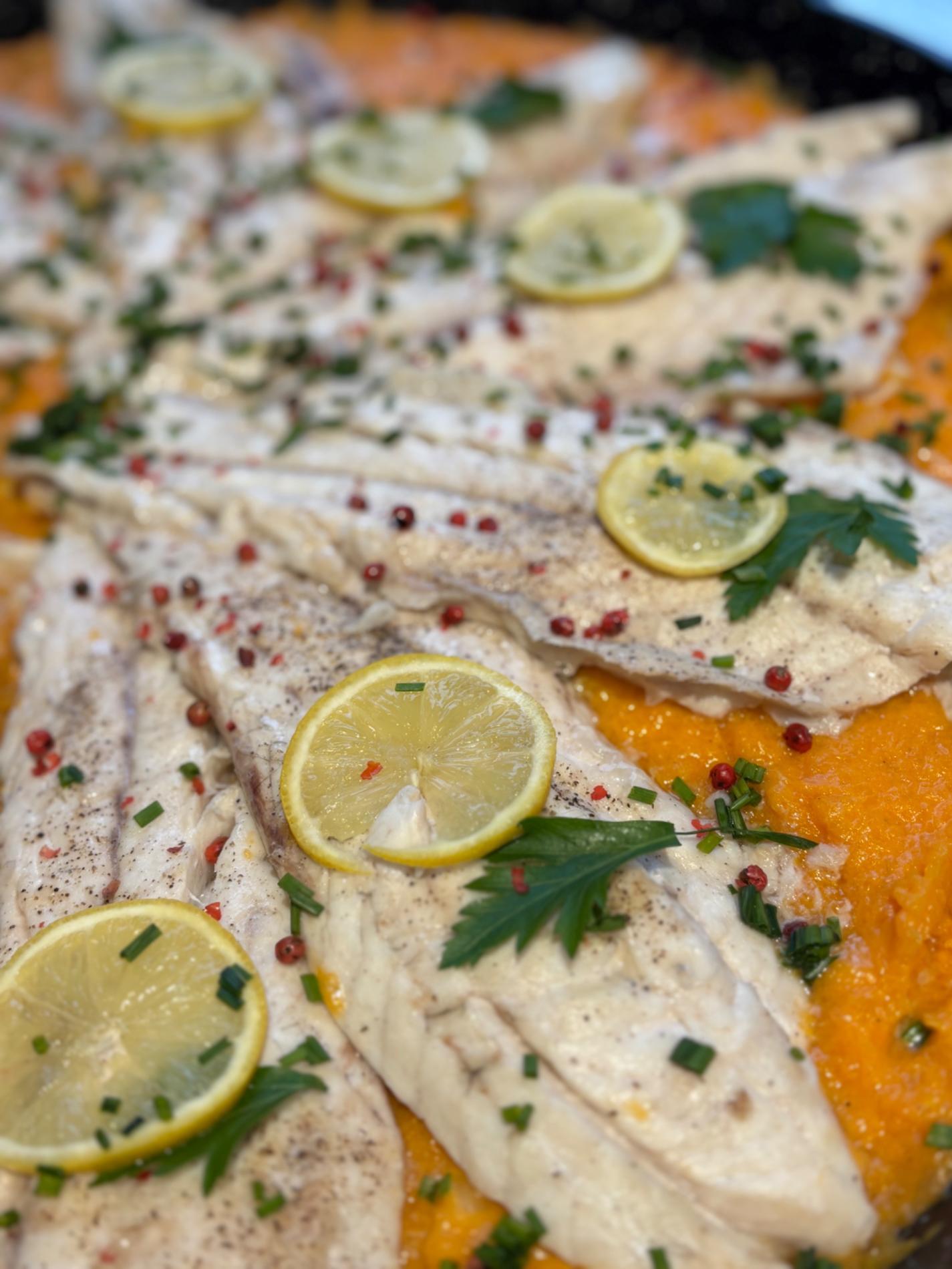 21 et 22/11 : Filets de maigre, pur&eacute;e de butternut et patate douce