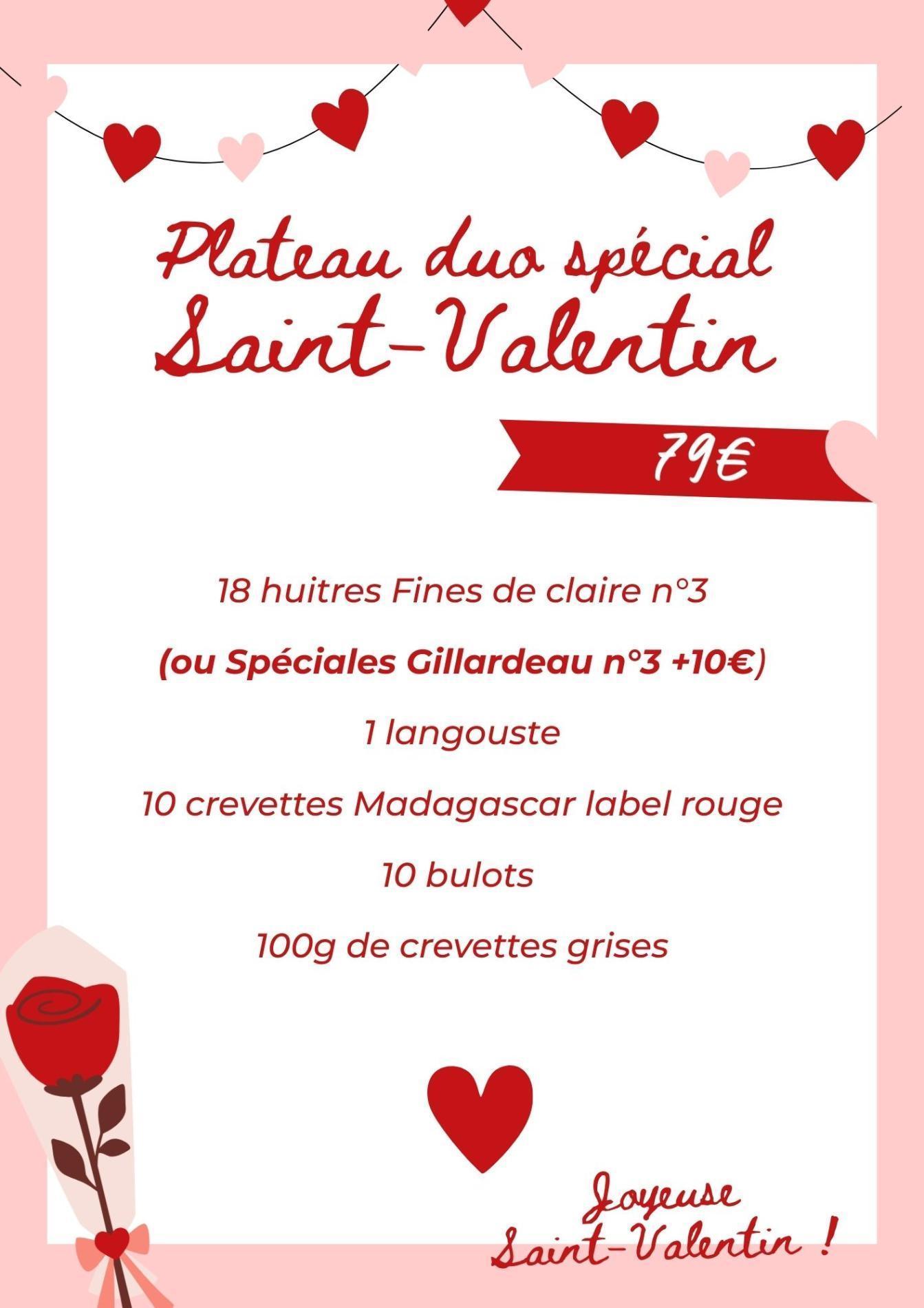 Votre Menu pour la St Valentin !