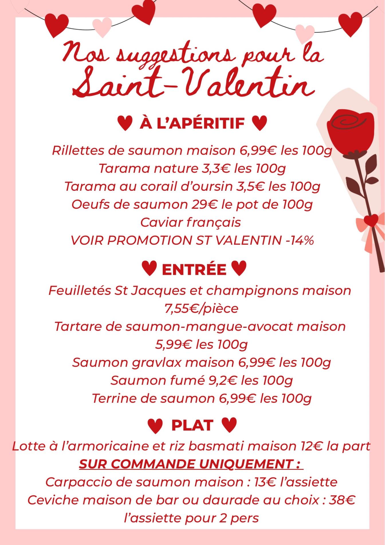 13 et 14/02 : Lotte &agrave; l&rsquo;armoricaine, gravlax, feuillet&eacute;s de St Jacques&hellip;