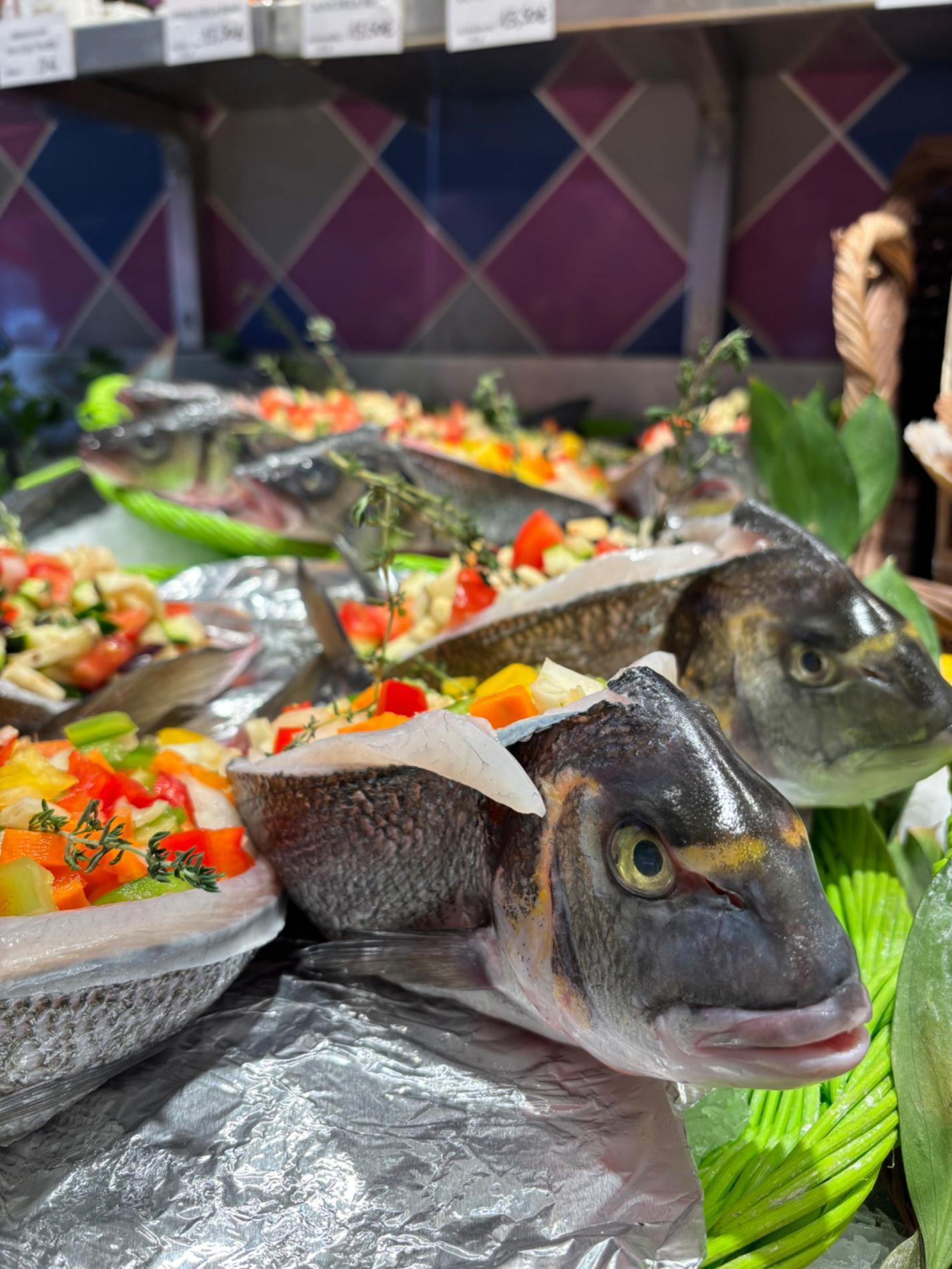 Bars et daurades garnis de petits l&eacute;gumes !