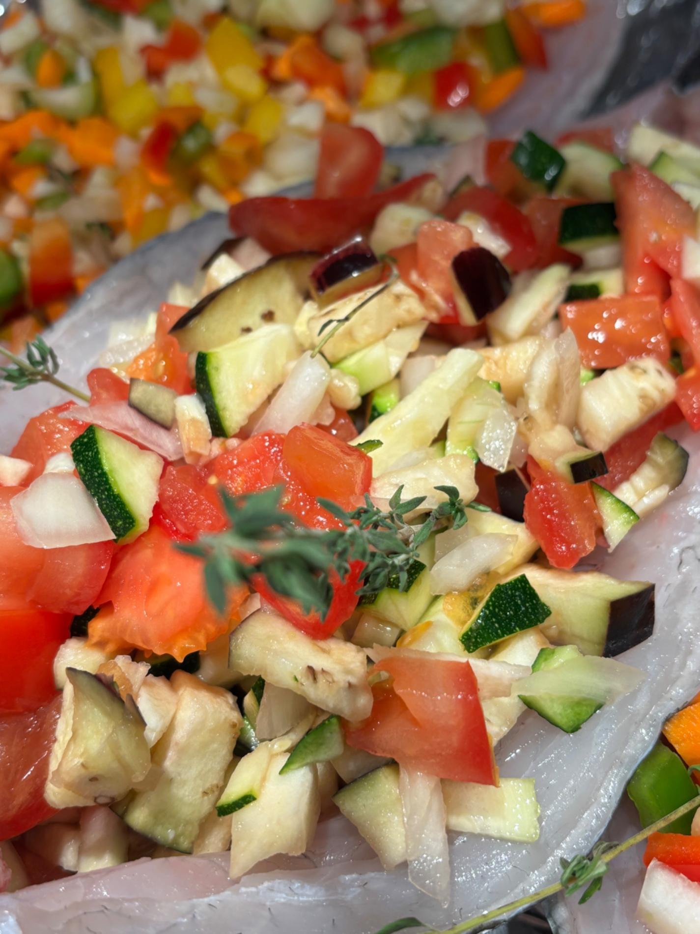 Bars et daurades garnis de petits l&eacute;gumes !